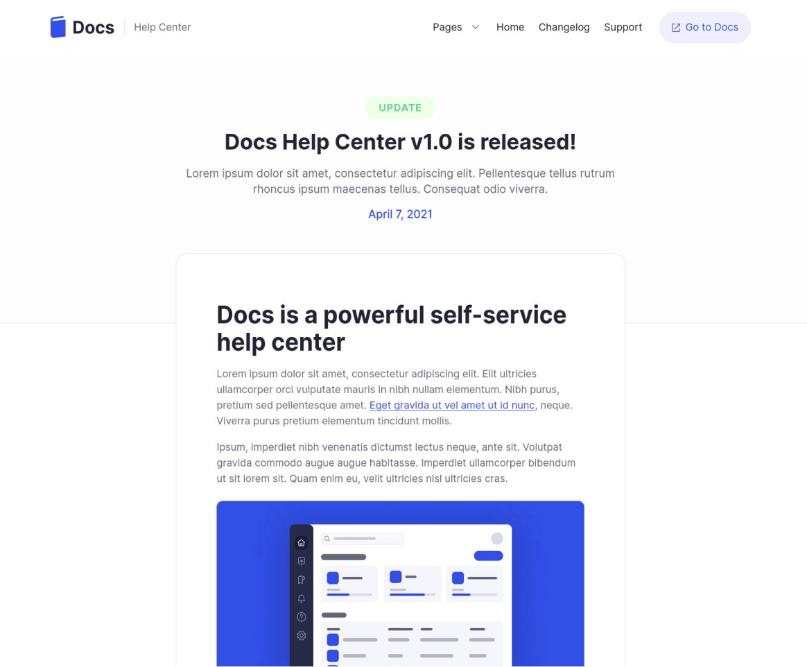 Docs - Changelog page - Support and Help Webflow Template