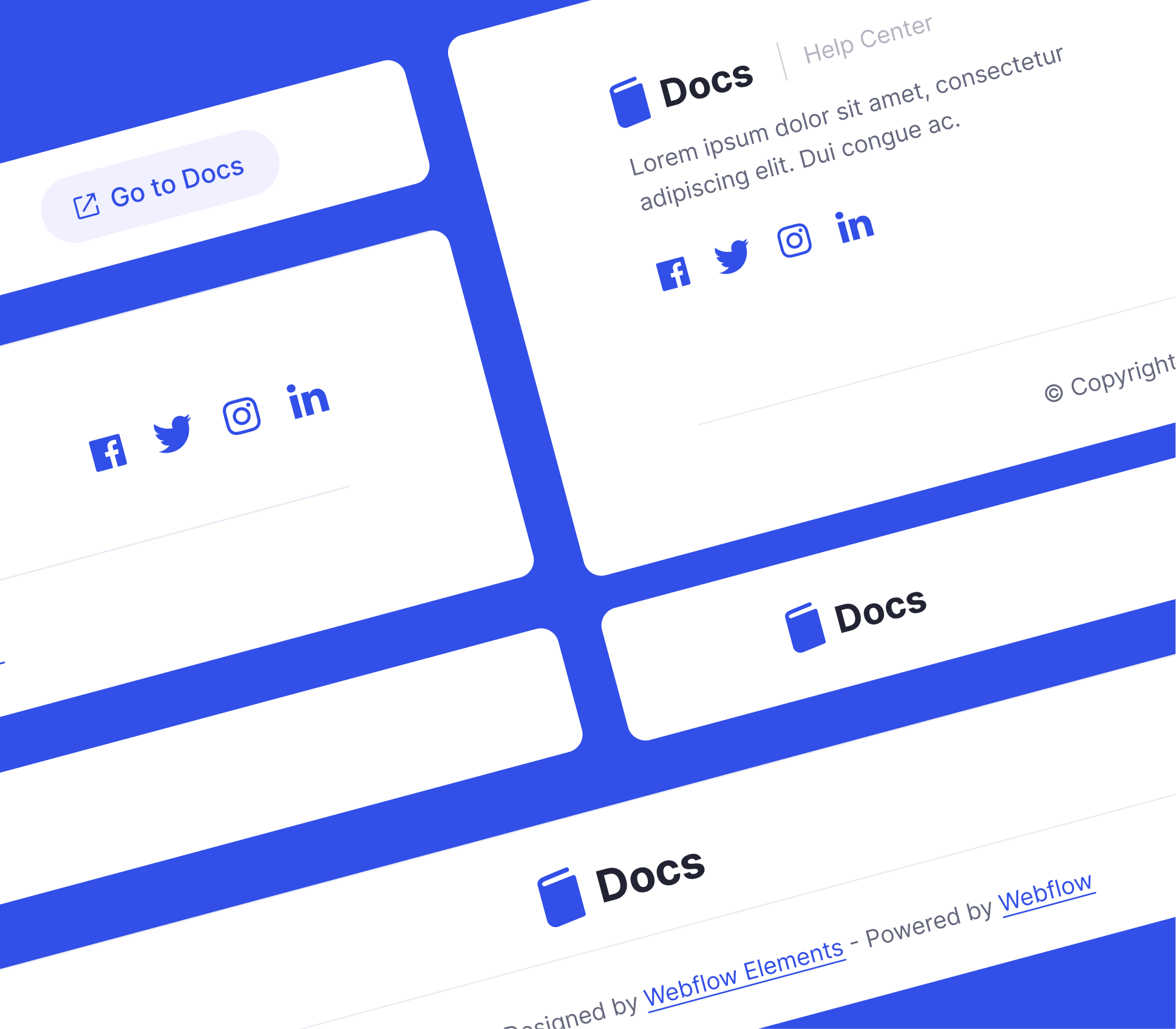 Docs - 3 Headers and Footers - Support and Help Webflow Template