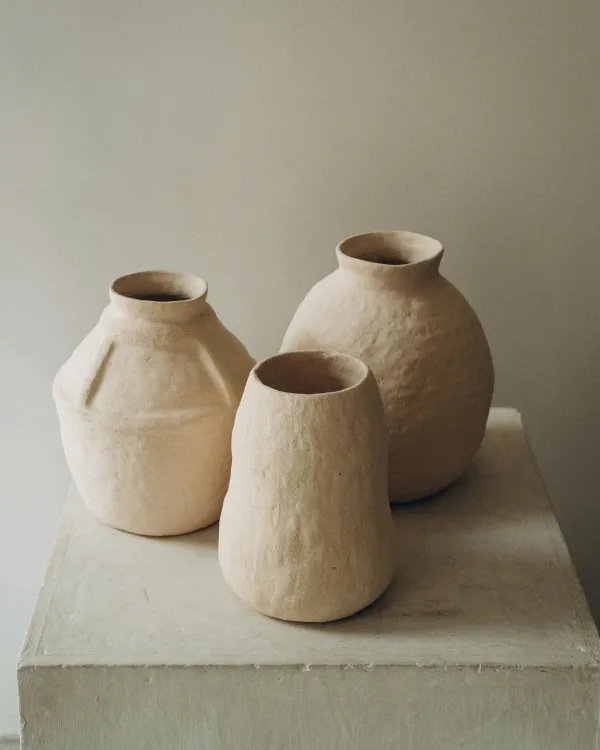 3 posts sitting on table up close