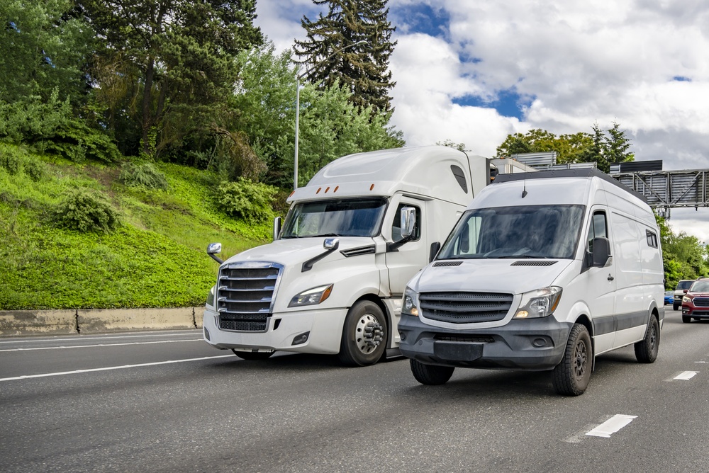 Fleet of trucks parked in a lot