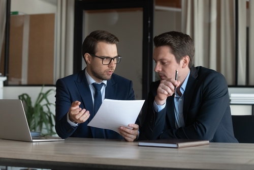 B2B service team collaborating in an office
