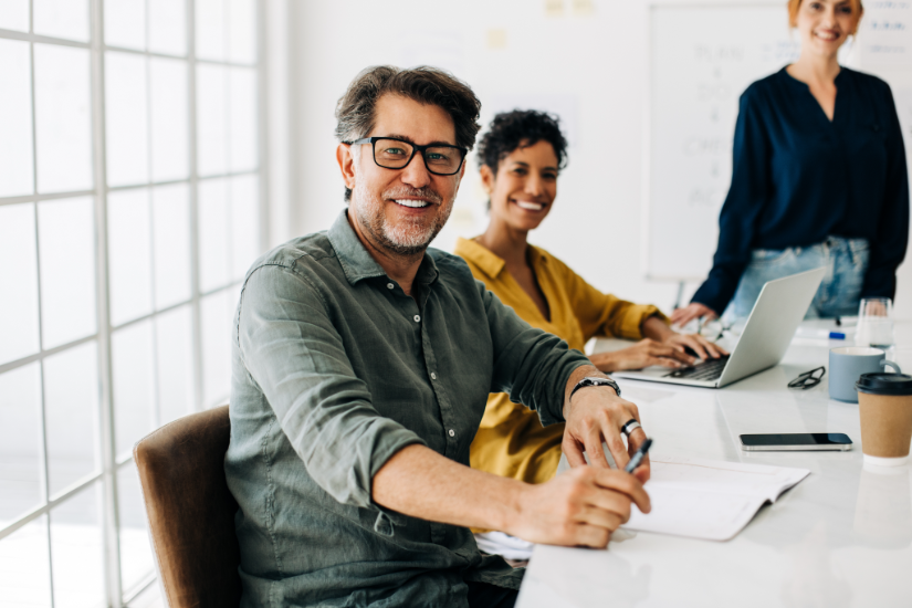 Staffing agency team in a modern office