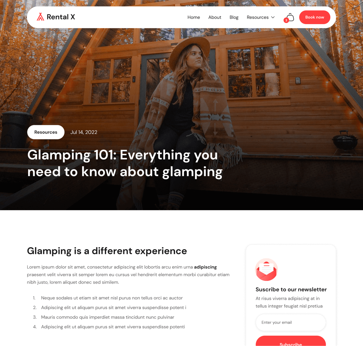 Rental X - Blog Post page - Hostel, Hotel & Airbnb Webflow Template Webflow Template