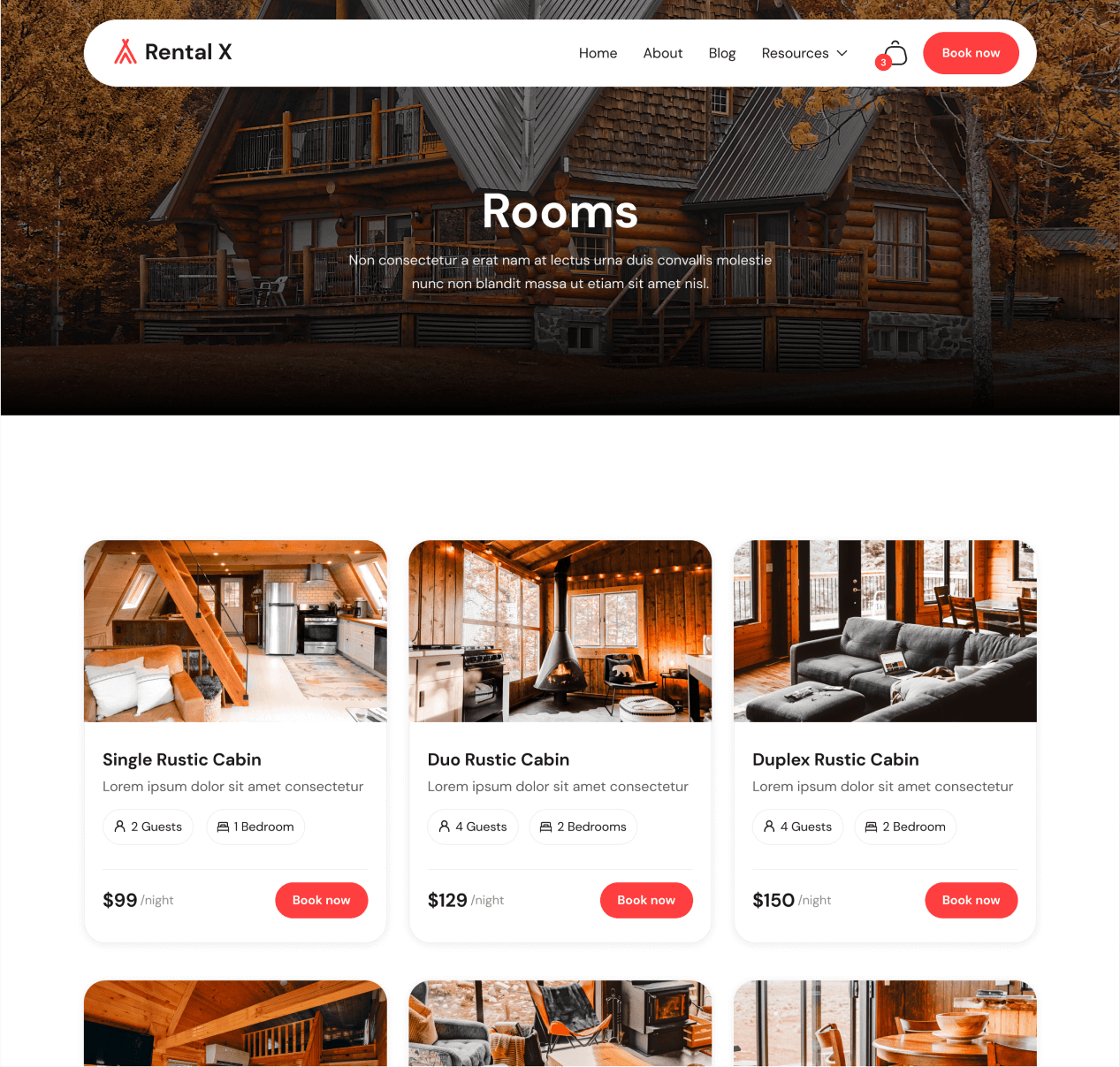 Rental X - Rooms page - Hostel, Hotel & Airbnb Webflow Template Webflow Template