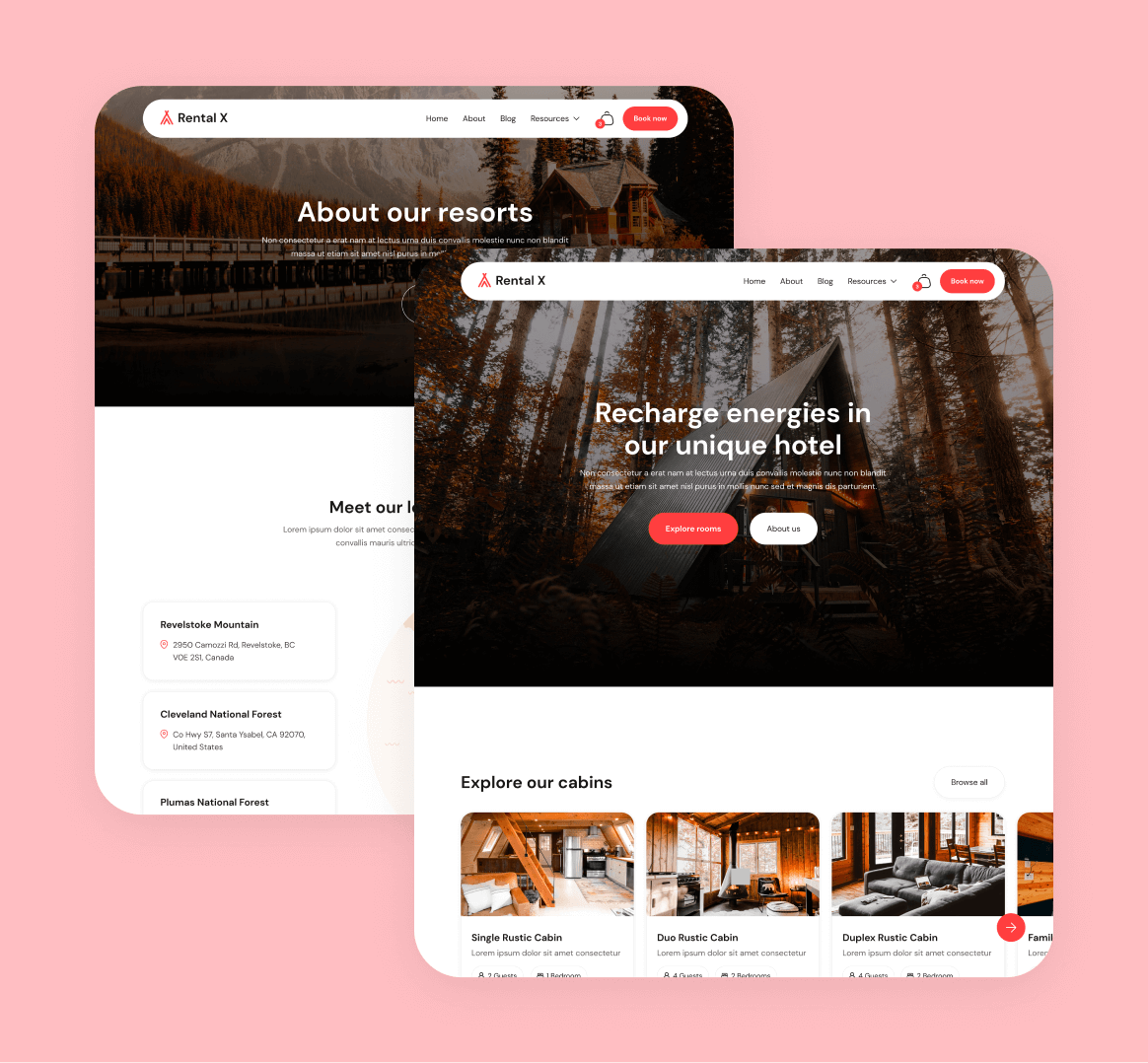 Rental X - 12 Pages Included - Hostel, Hotel & Airbnb Webflow Template Webflow Template