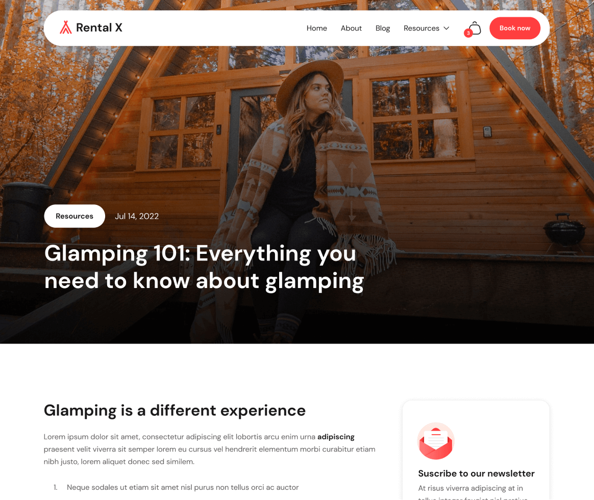 Rental X - Blog Post page - Hostel, Hotel & Airbnb Webflow Template Webflow Template