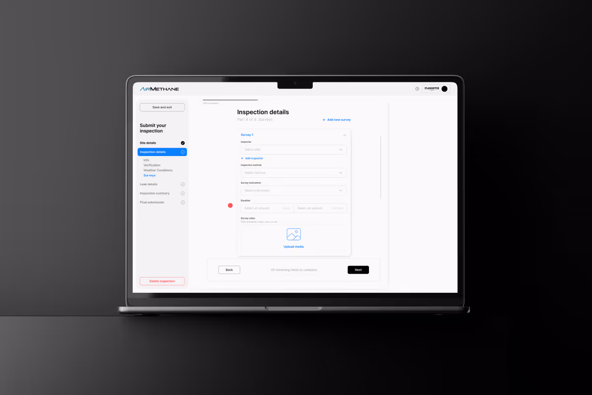 AirMethane Portal Mockup