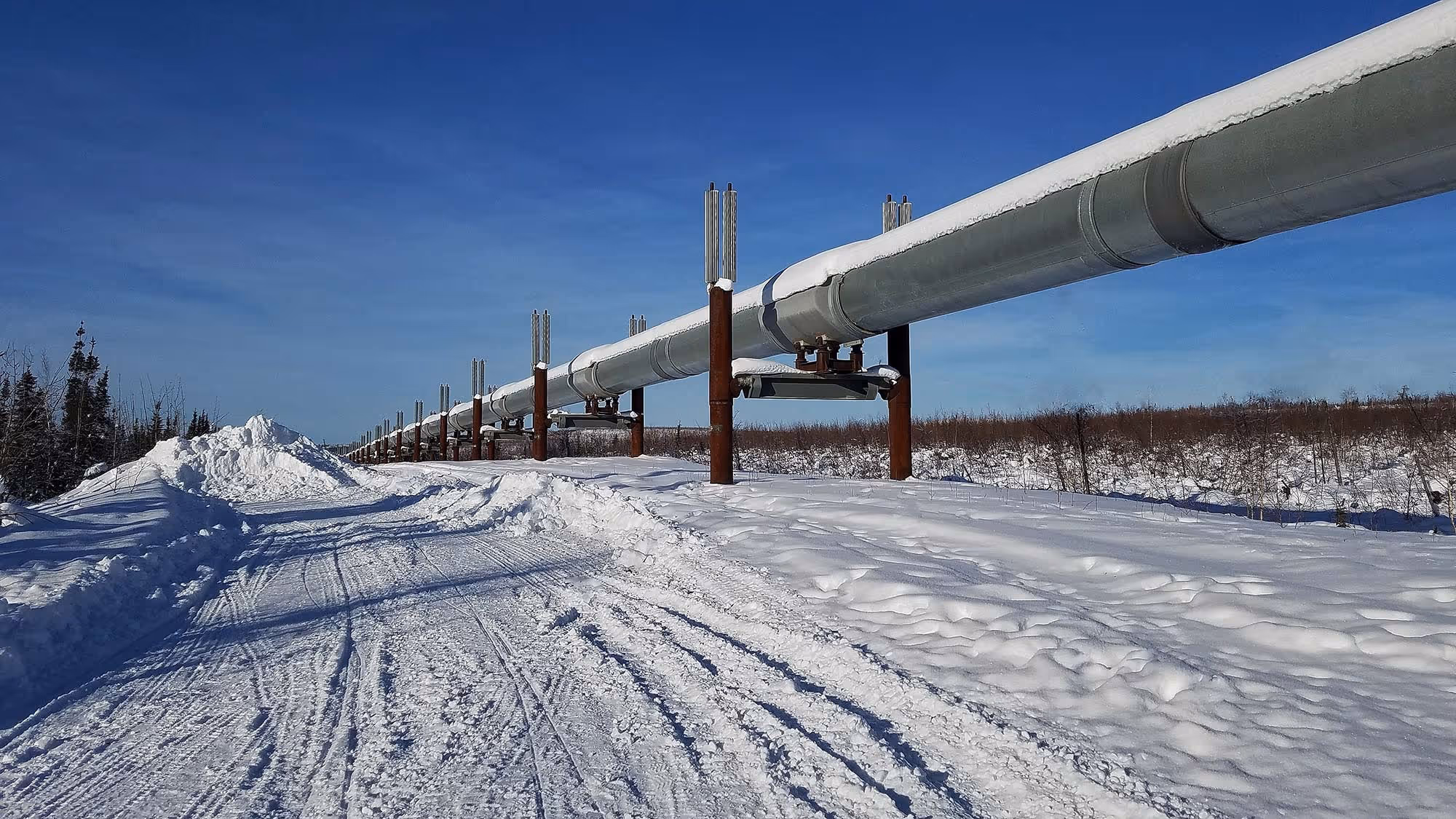 Oil and gas pipeline in the snow