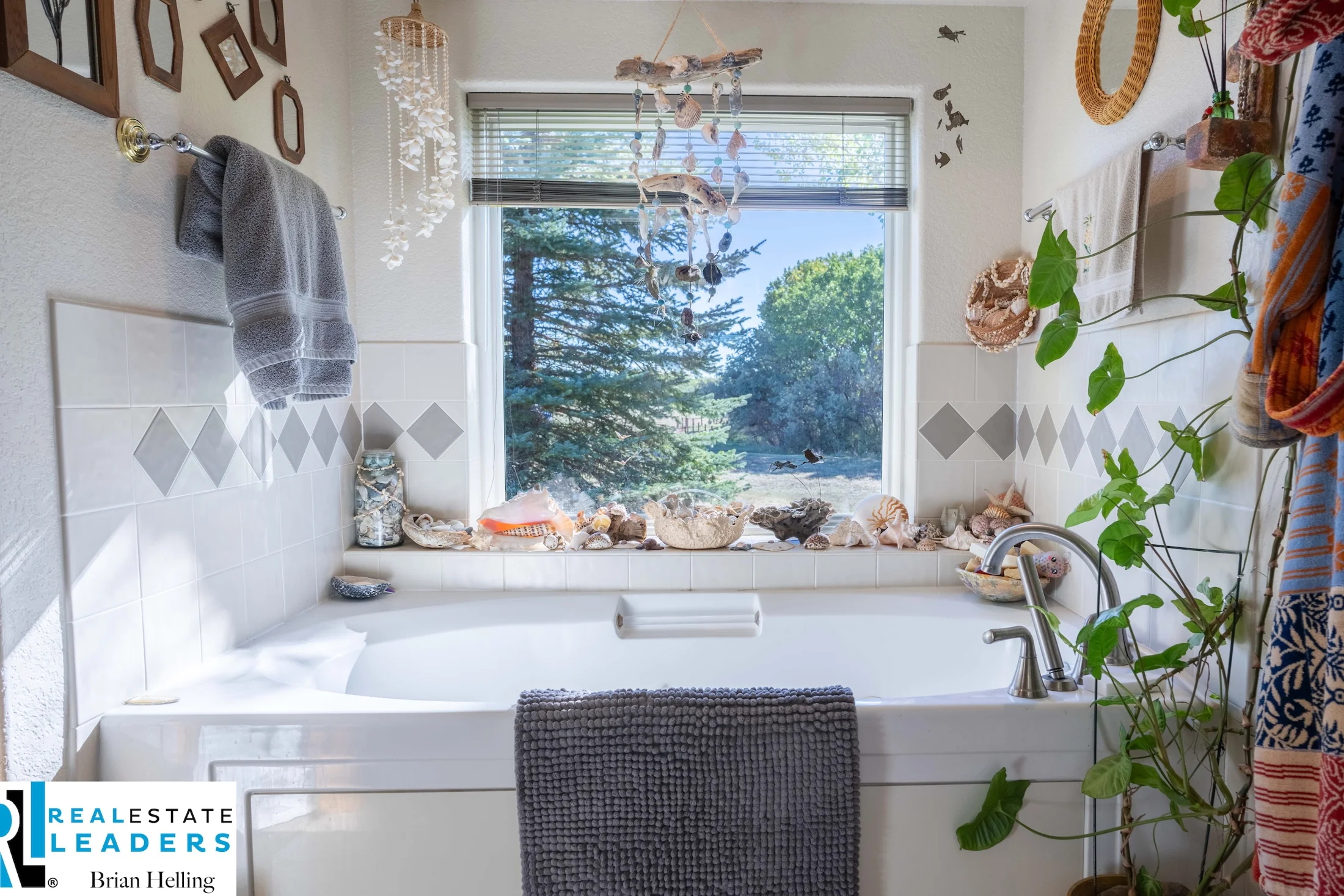 A soaking tub with a garden outlook