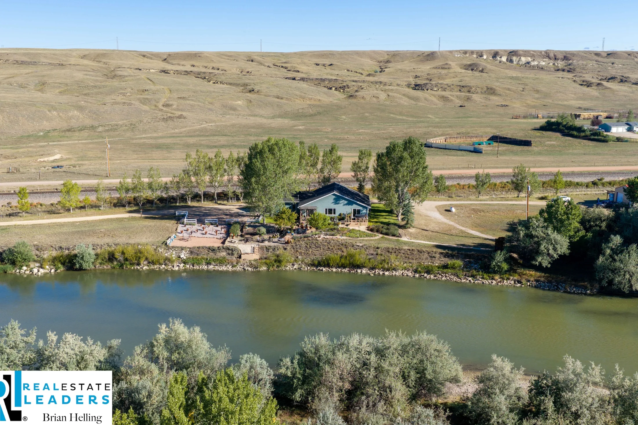 Looking across the river toward the home