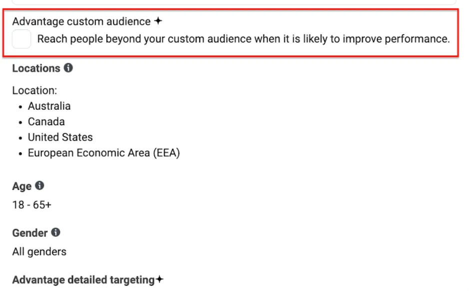Advanced targeting is disabled