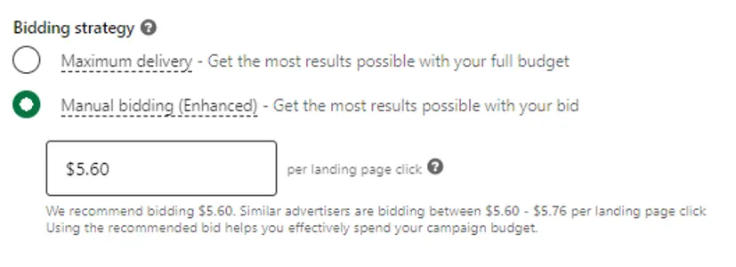 An Automatic Bidding Strategy is chosen instead of Manual
