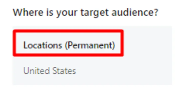 "Permanent" option is selected for Locations