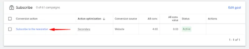 To select data-driven attribution, press on the conversion name