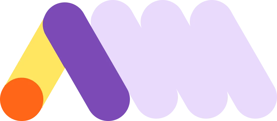 Google Ads logo consisting of shapes in yellow, purple, and lavender forming an abstract 'A' and 'M'.