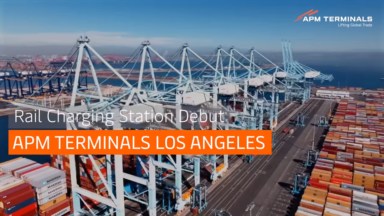 APM Terminals Los Angeles along with project partners Aldridge Electric commissioned new rail yard charging infrastructure at Pier 400. This project will support the electrification of cargo-handling operations and accelerate the transition to zero-emission equipment. This self-funded project includes seven 120 kW dual-plug chargers, two 200 kW dual-plug chargers, and four 19.2 kW single-plug chargers, providing charging capacity for the terminal’s growing electric fleet. This is one amongst several decarbonization projects at APM Terminals Los Angeles. 