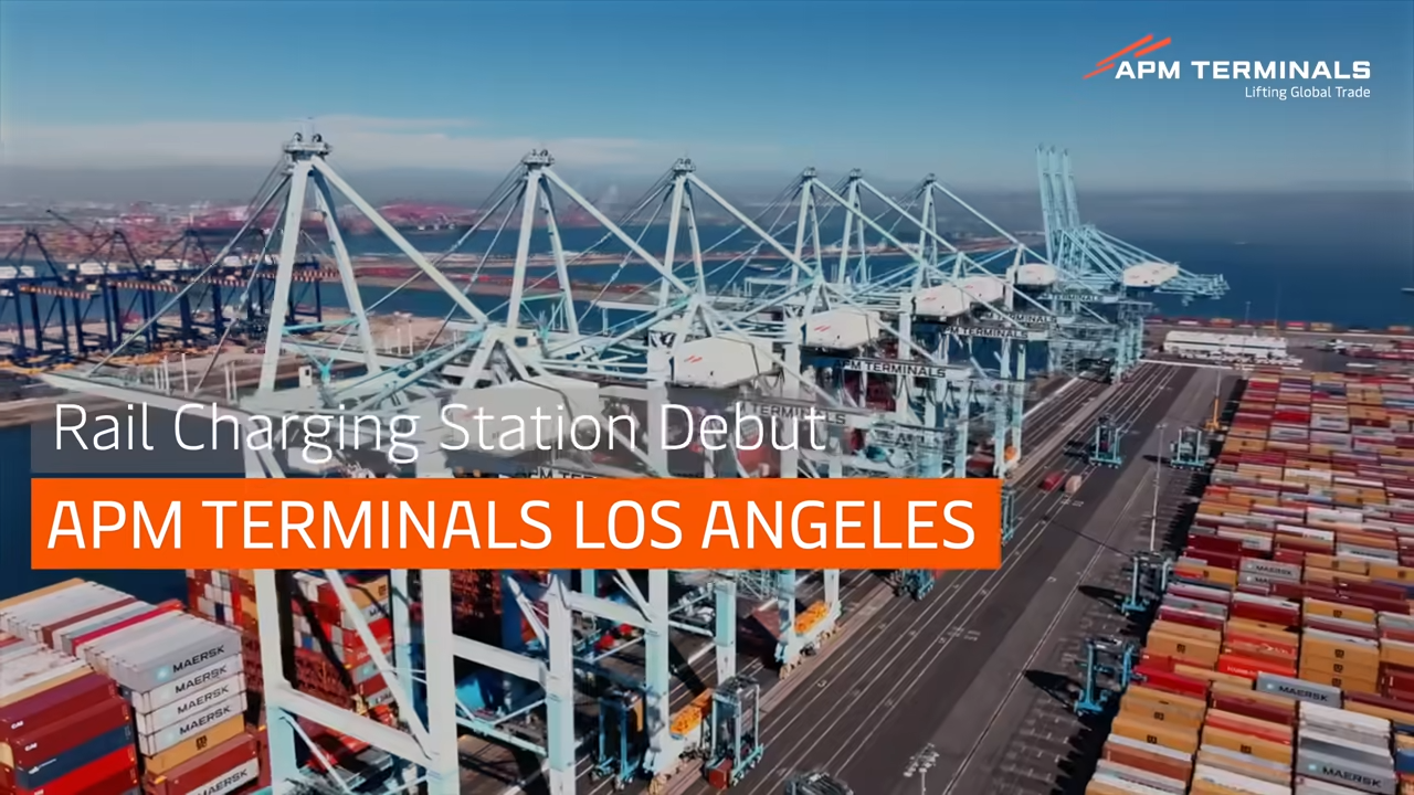 APM Terminals Los Angeles along with project partners Aldridge Electric commissioned new rail yard charging infrastructure at Pier 400. This project will support the electrification of cargo-handling operations and accelerate the transition to zero-emission equipment. This self-funded project includes seven 120 kW dual-plug chargers, two 200 kW dual-plug chargers, and four 19.2 kW single-plug chargers, providing charging capacity for the terminal’s growing electric fleet. This is one amongst several decarbonization projects at APM Terminals Los Angeles. 