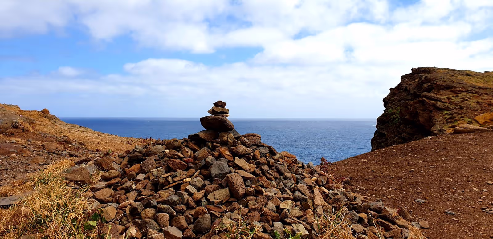 Stones stacked at Madeiras Ponta de São Lourenço (PR8)