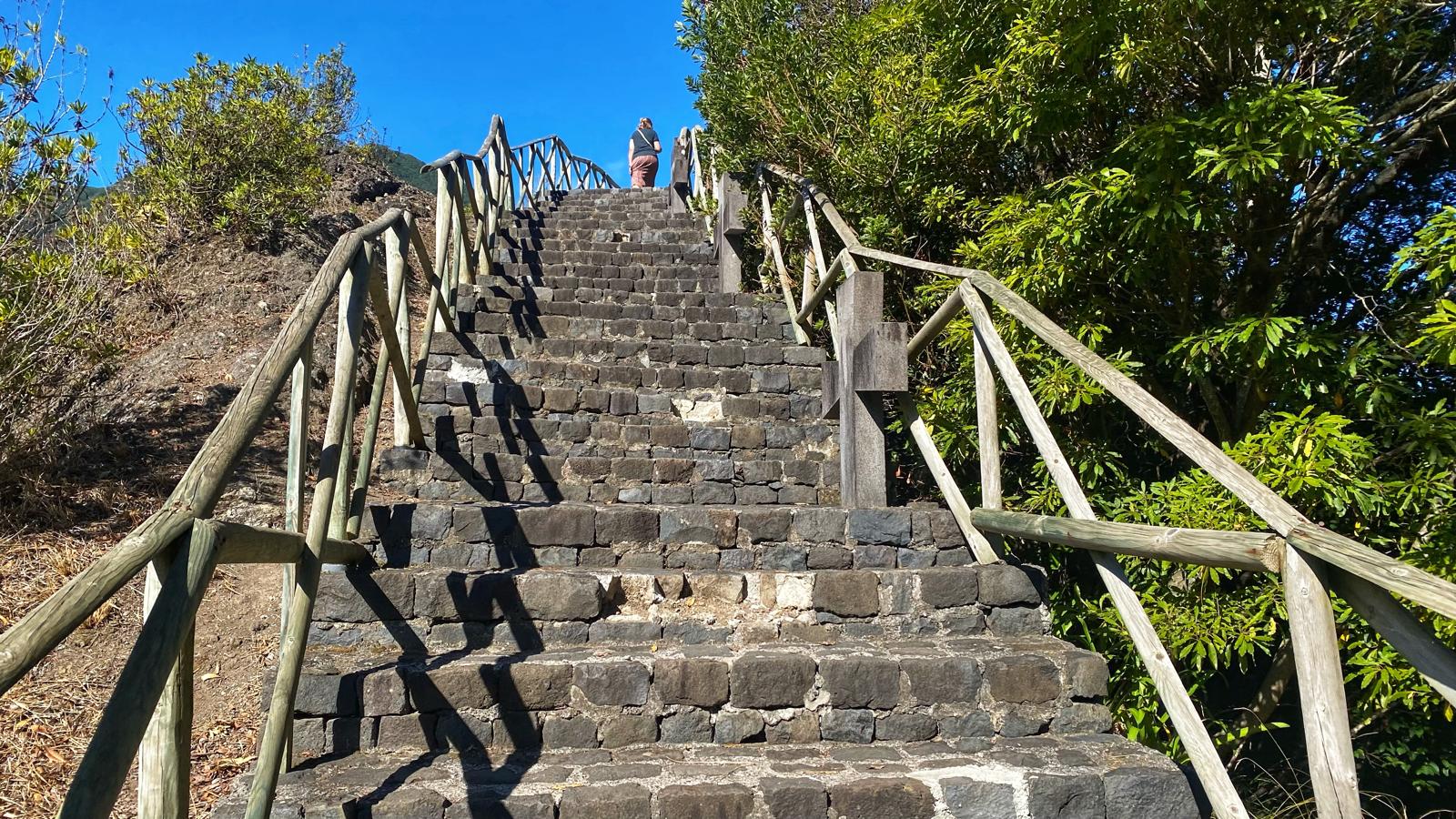 very steep steps up to Miradouro Nossa Senhora de Fátima Chapel 