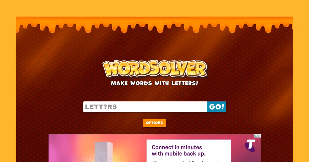 Schermafbeelding van de WordSolver-startpagina