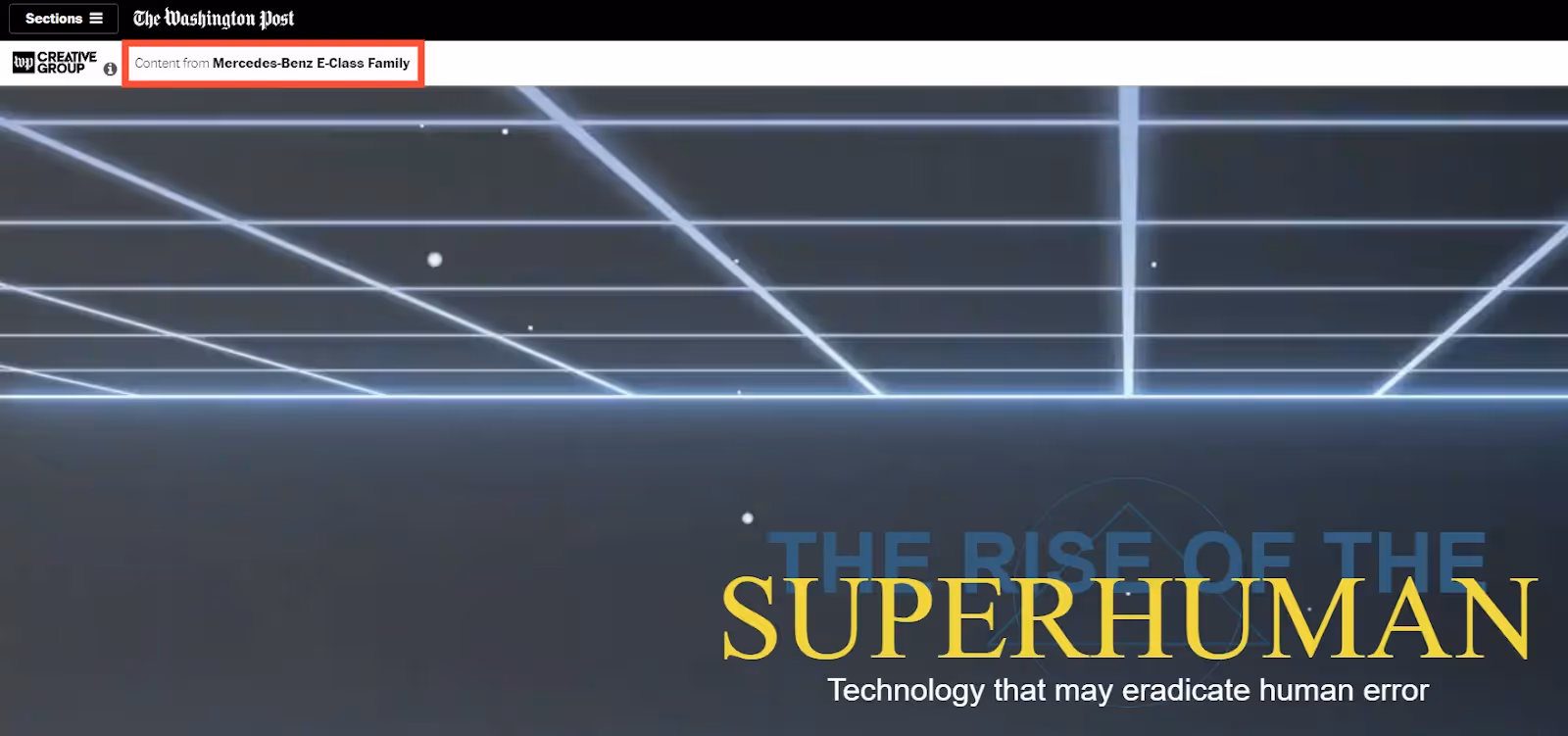 Una captura de pantalla de la página "El ascenso del sobrehumano" del Washington Post.
