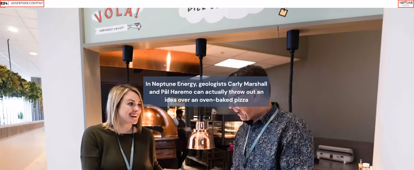 Una captura de pantalla del anuncio de Neptune Energy en el diario económico noruego e24.