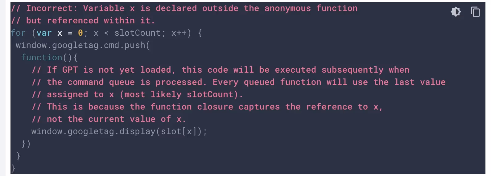Error al utilizar incorrectamente cierres y alcance de variables de JavaScript en GPT