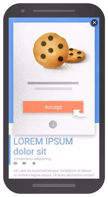 Ejemplo de intersticial de cookies