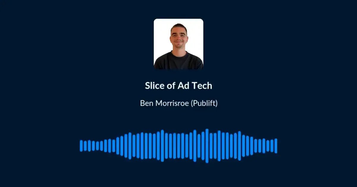 A white logo, featuring an upward-pointing arrow-like shape and the word "Publift," is displayed against a teal-to-green gradient background