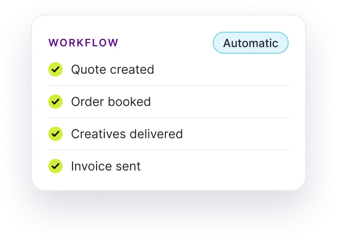Automated workflow from quote to invoice in adconsole