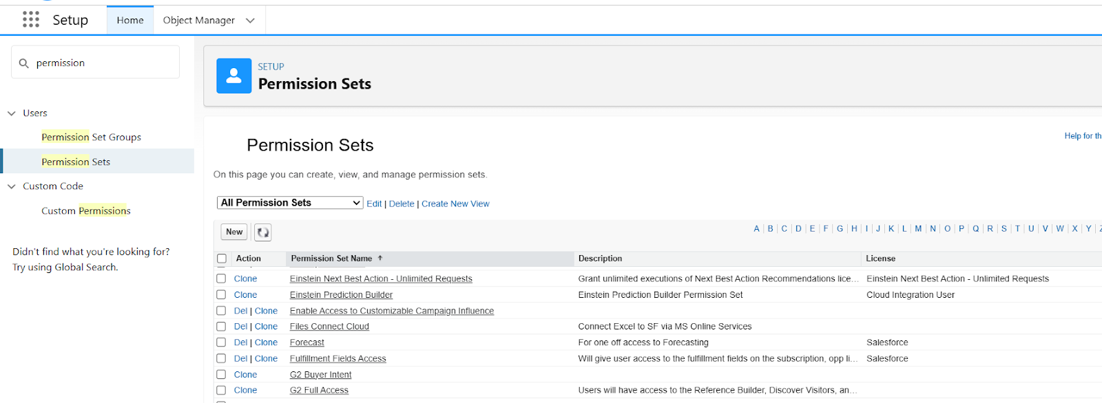 Permissions set screenshot
