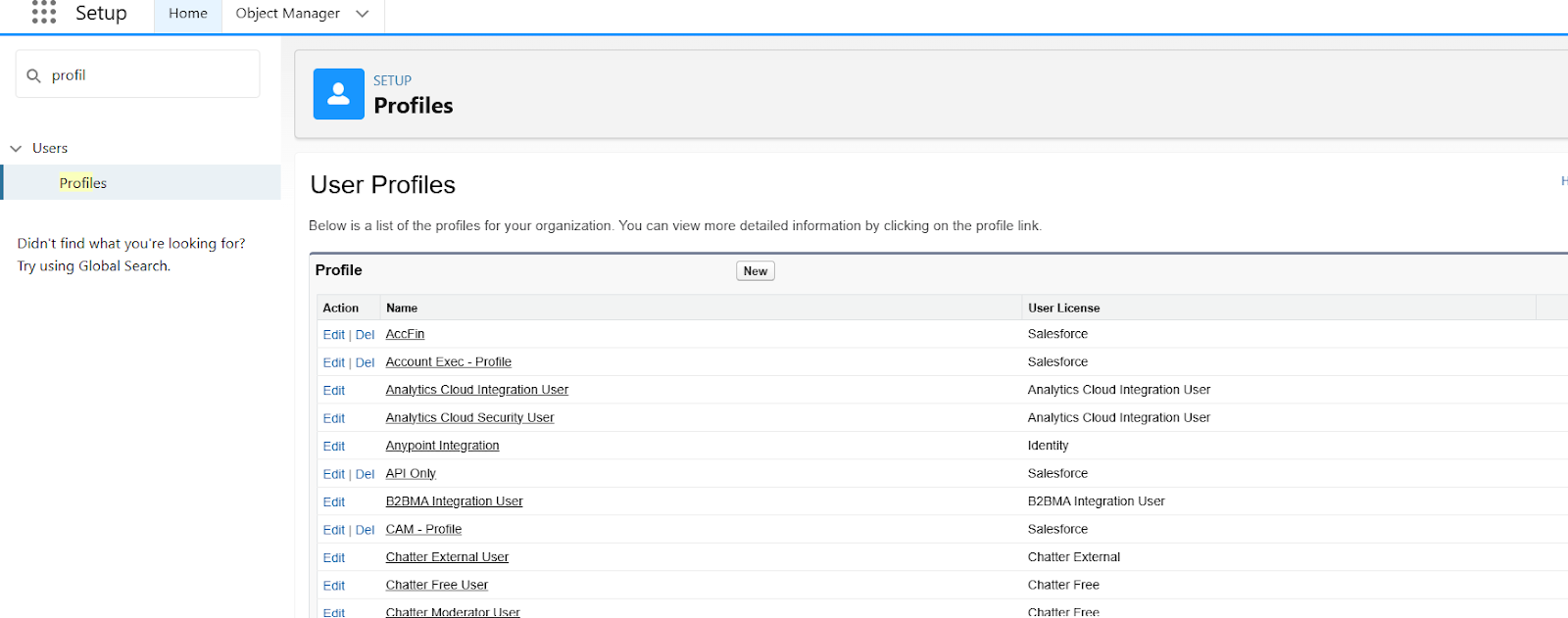 user Profiles Screenshot 