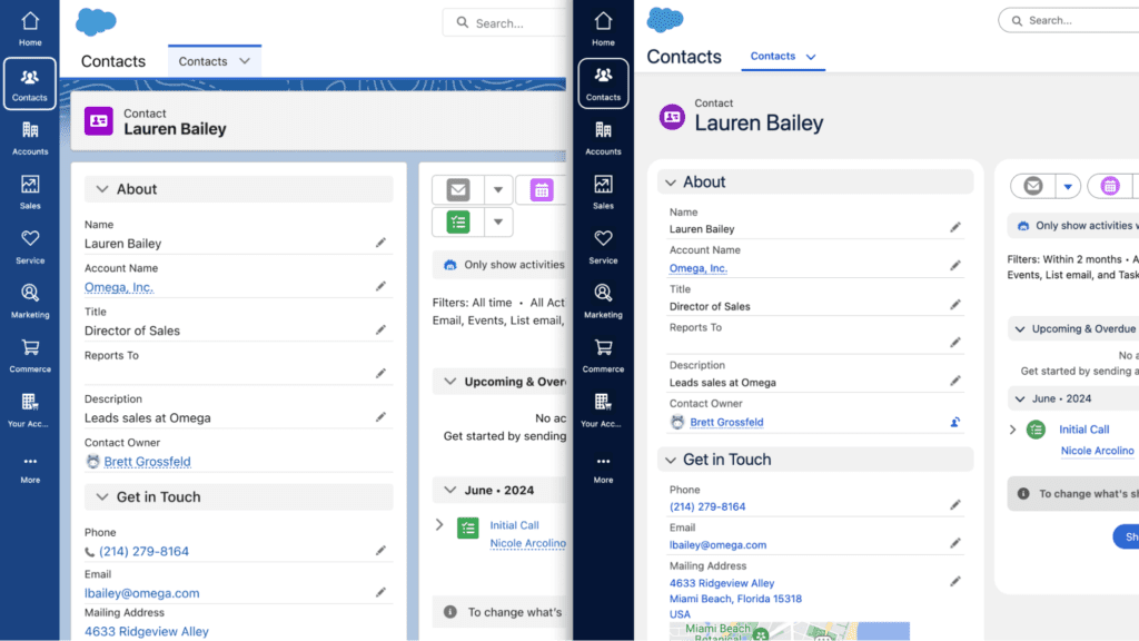 Side-by-side comparison of Classic Lightning, the old Lightning, and the new Cosmos-themed Lightning UI.