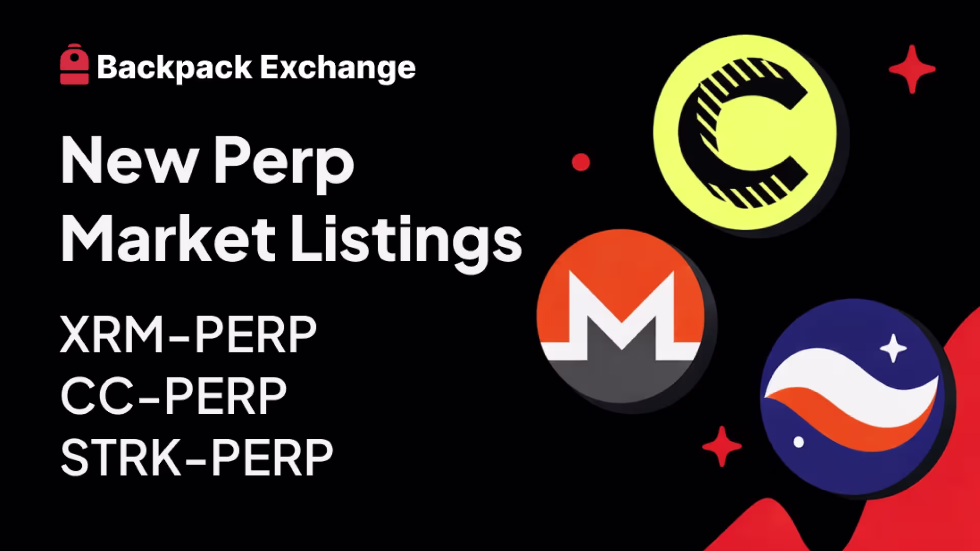 Backpack Exchange Lists XMR-PERP, CC-PERP, and STRK-PERP