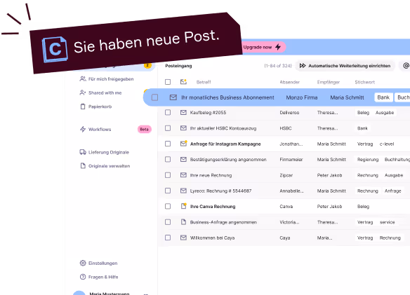 Mockup von Caya Inbox