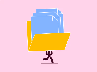 Cayan trägt Mappe mit Dokumenten drin