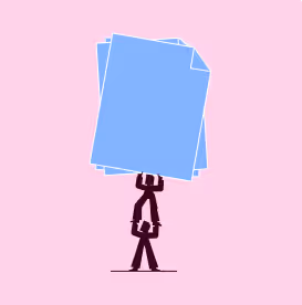 Cayan Männchen tragen Dokumente