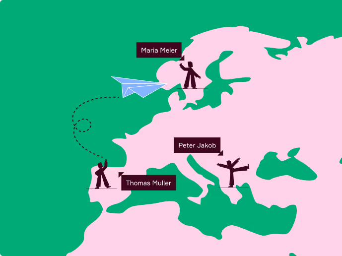 Bild von Europa mit Usern verteilt auf verschiedene Länder