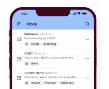 Iphone Mockup mit Caya Inbox auf dem Screen