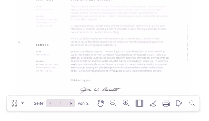 Dokument, dass im PDF Editor bearbeitet wird. Man sieht hier die Bearbeitungsleiste