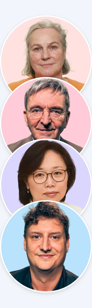 Glänzendes, transparentes, blau-türkis-farbenes 3D-Symbol mit zwei horizontalen Streifen, die von zwei abgerundeten Haken oben und unten eingerahmt sind.