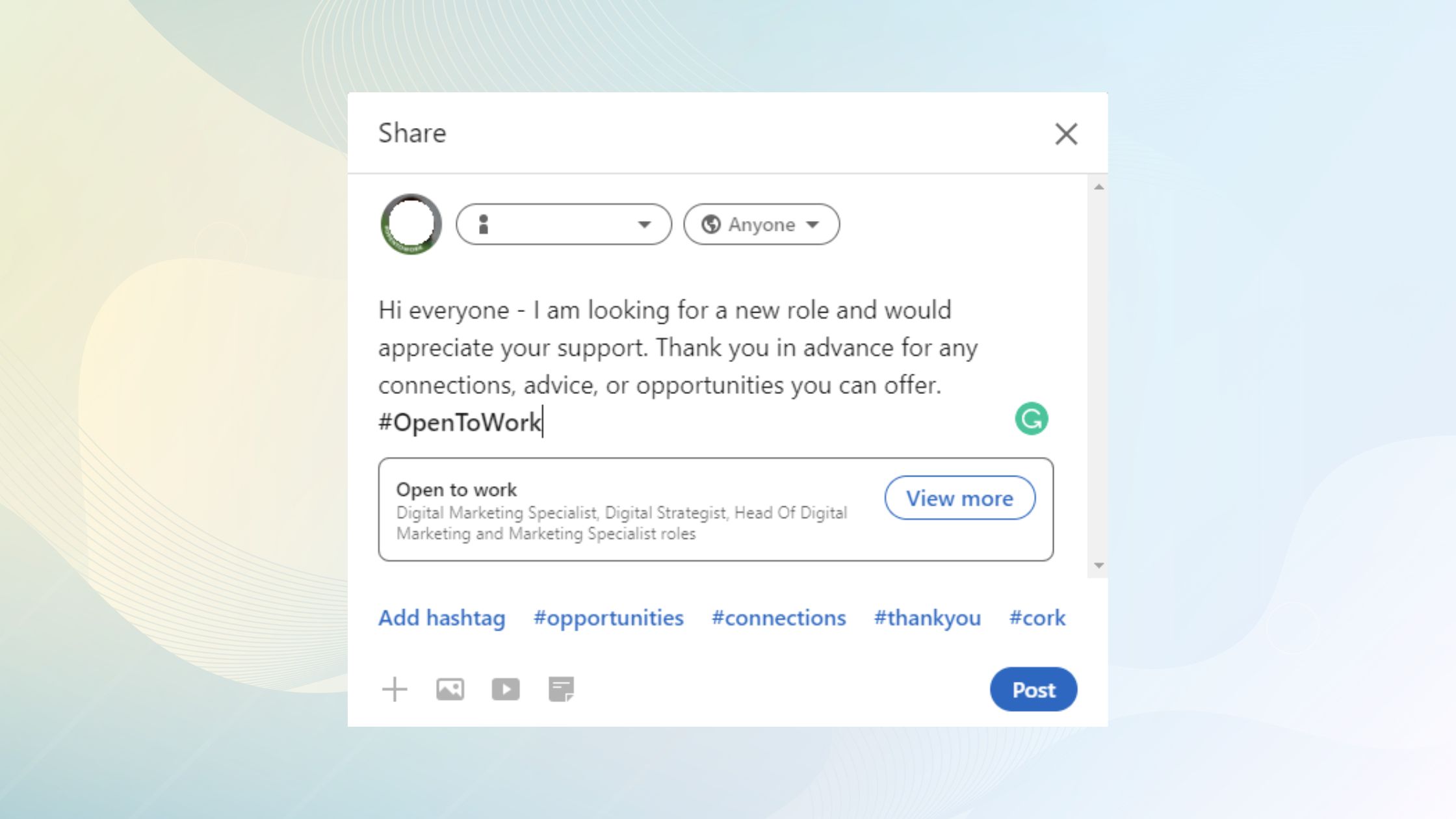 Impactful Open to Work Post