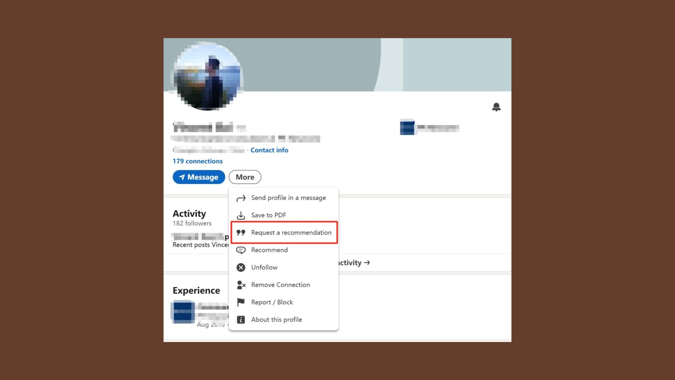 Technical steps for recommendation
