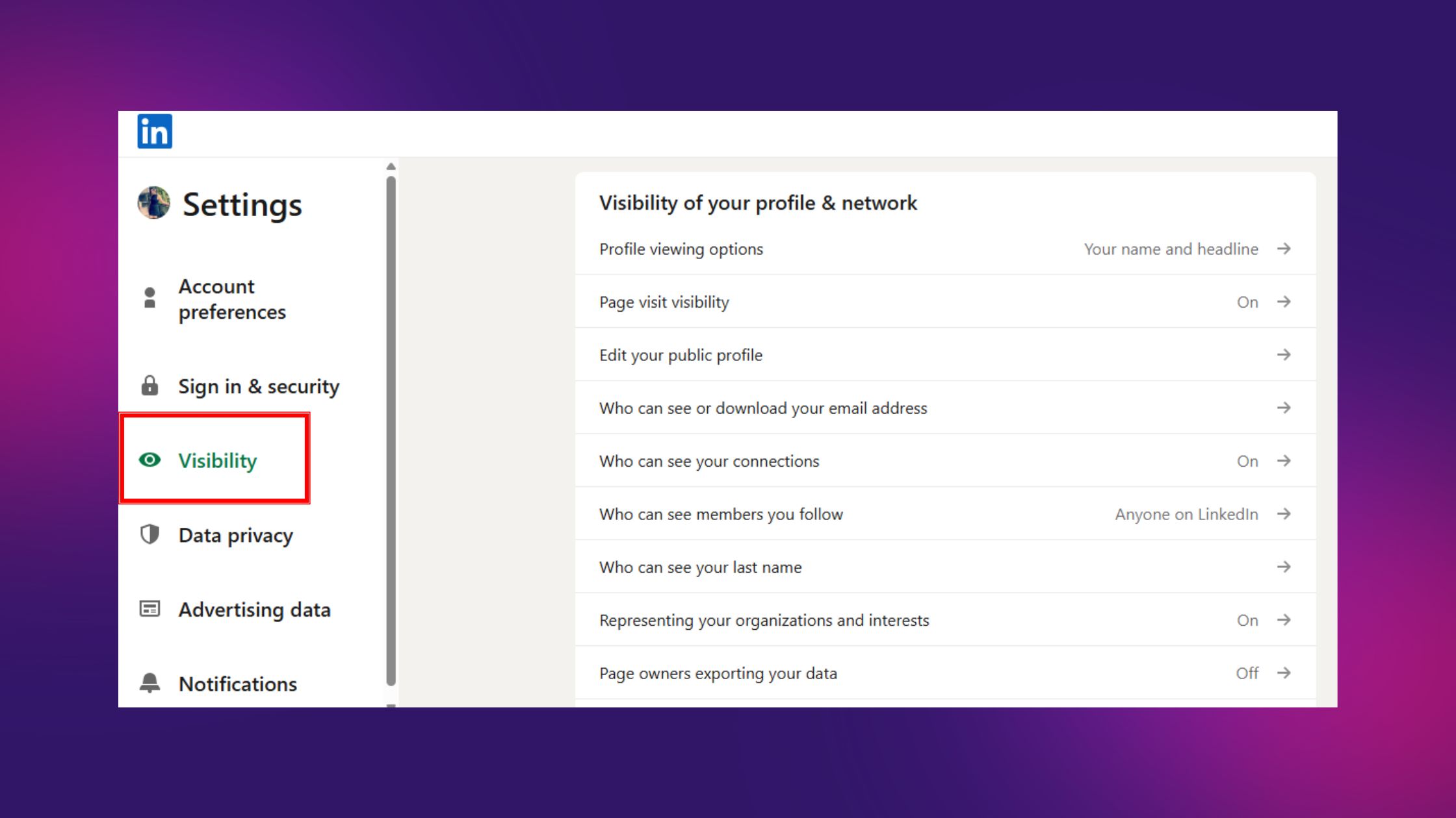 Linkedin Private mode