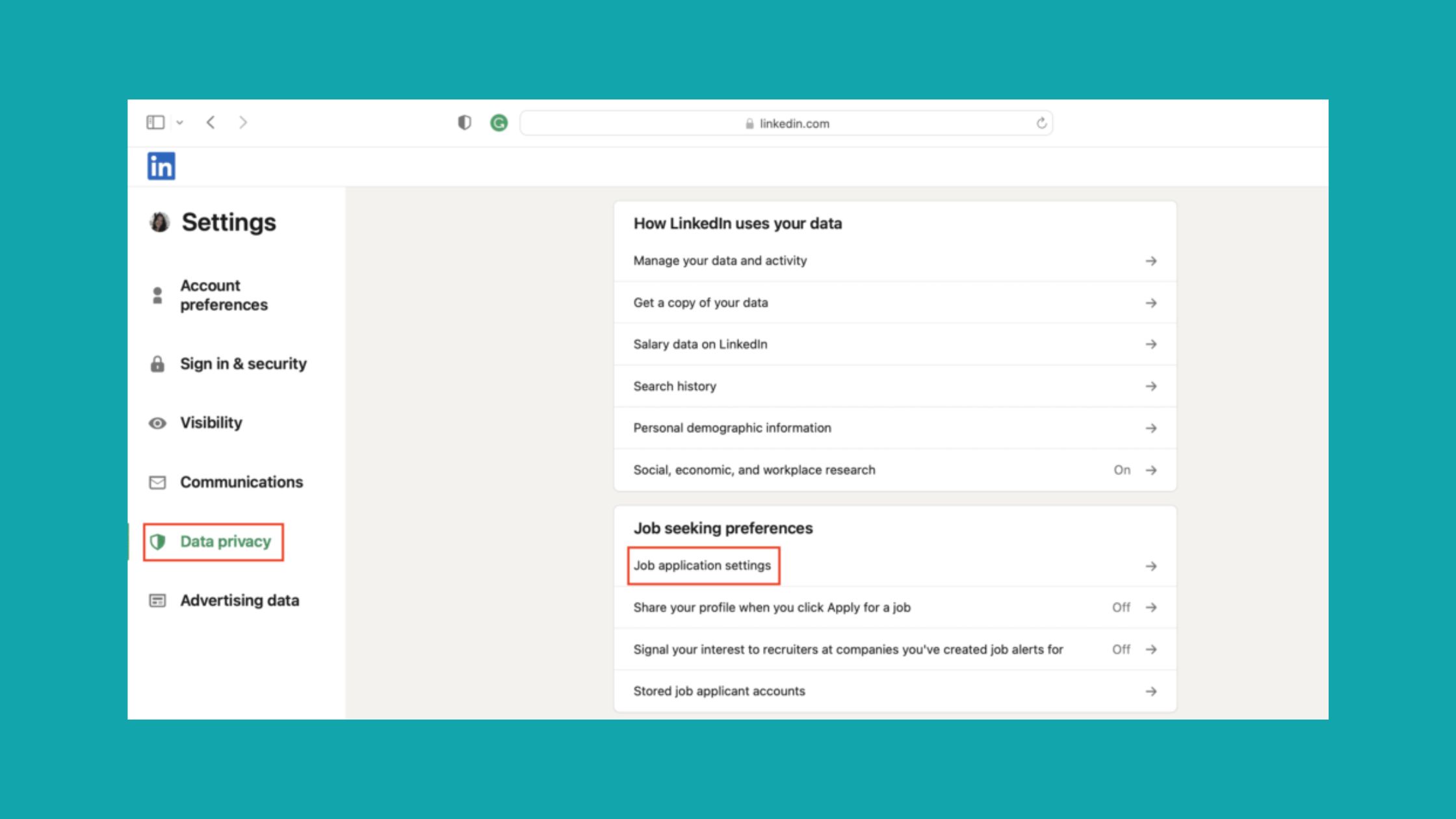 Privacy Setting on Linkedin