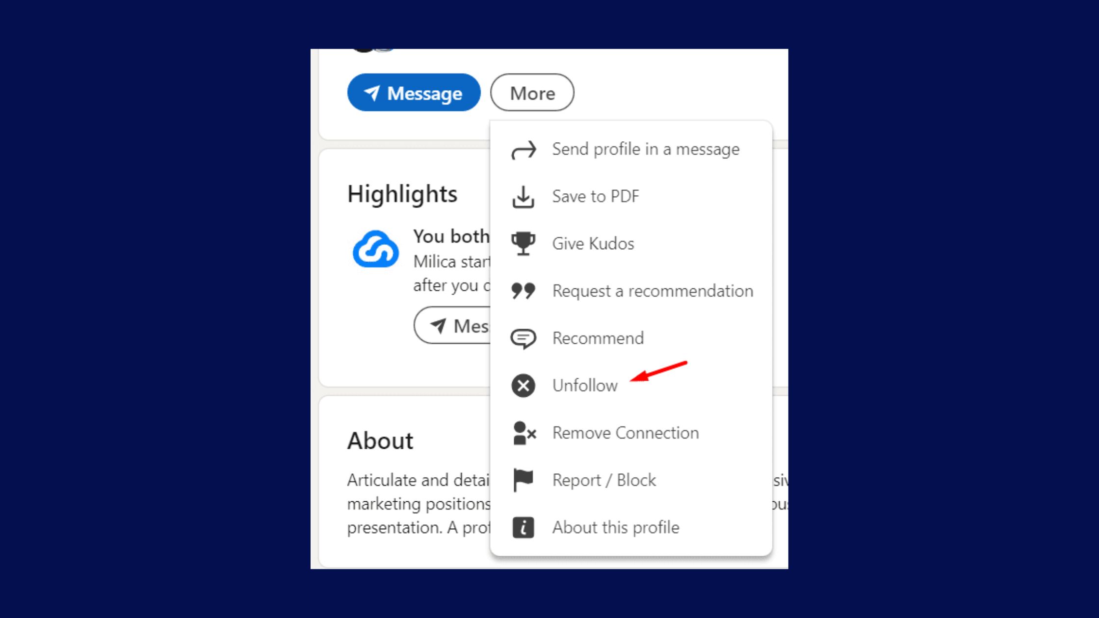 Unfollow People on Linkedin