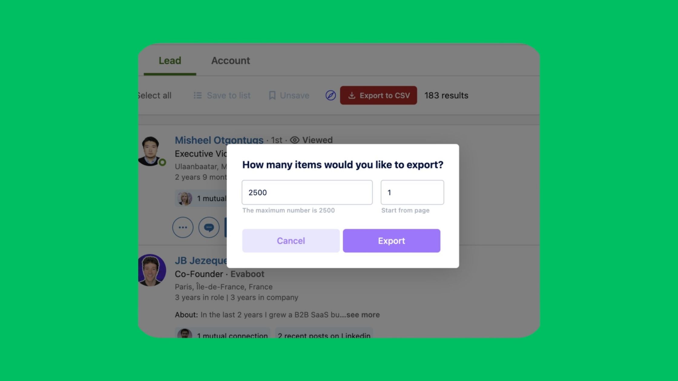 Export Linkedin Contacts