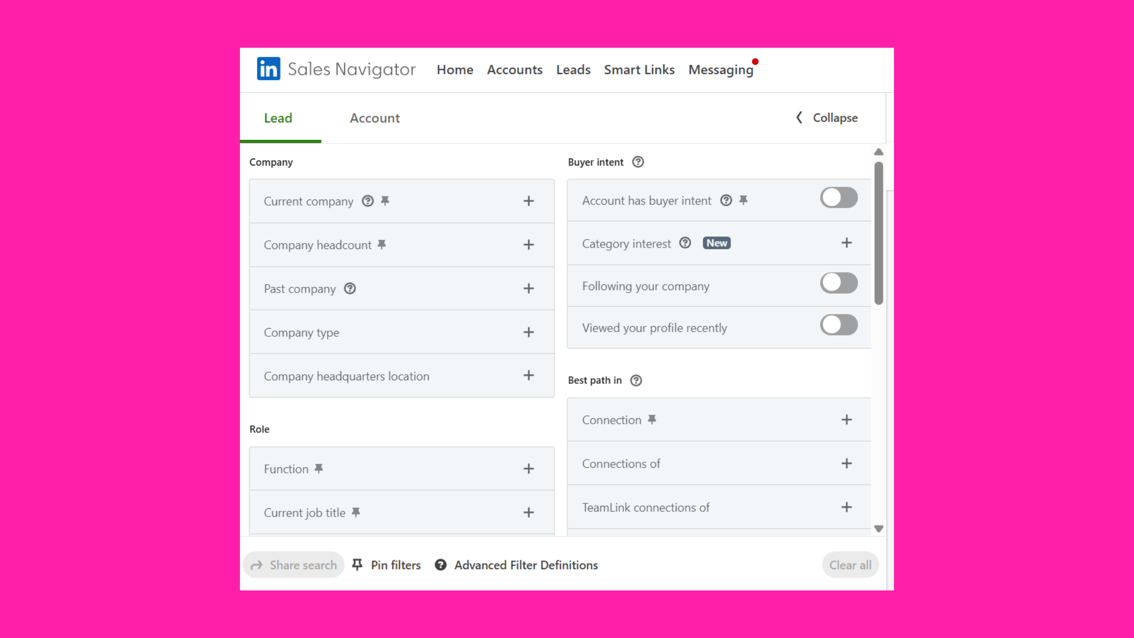 Linkedin generation through sales navigator