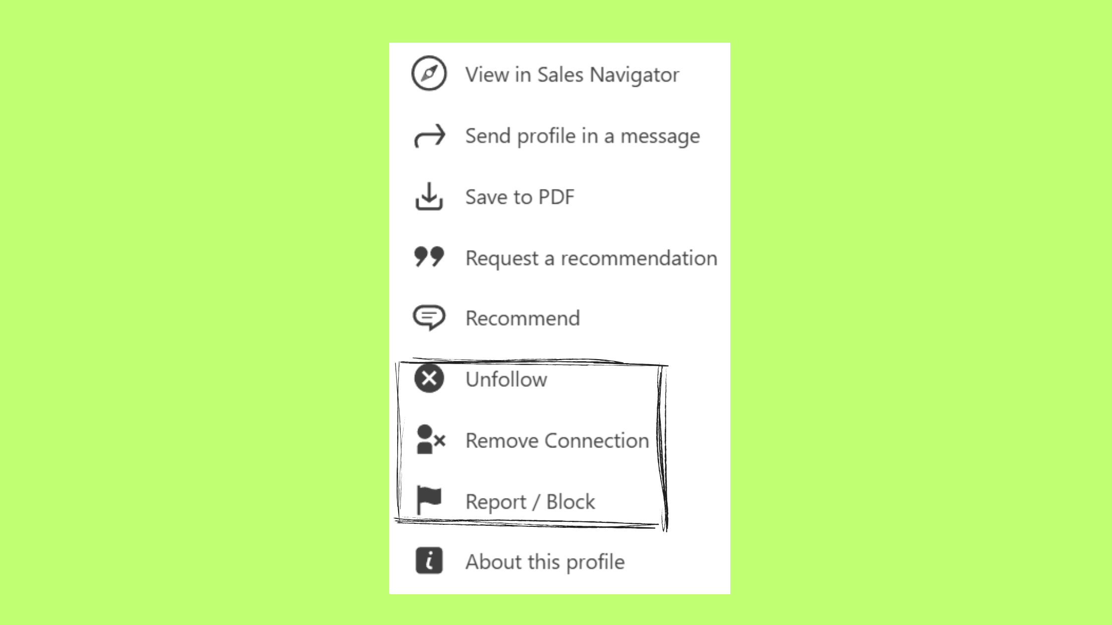 Other option than blocking someone on linkedin