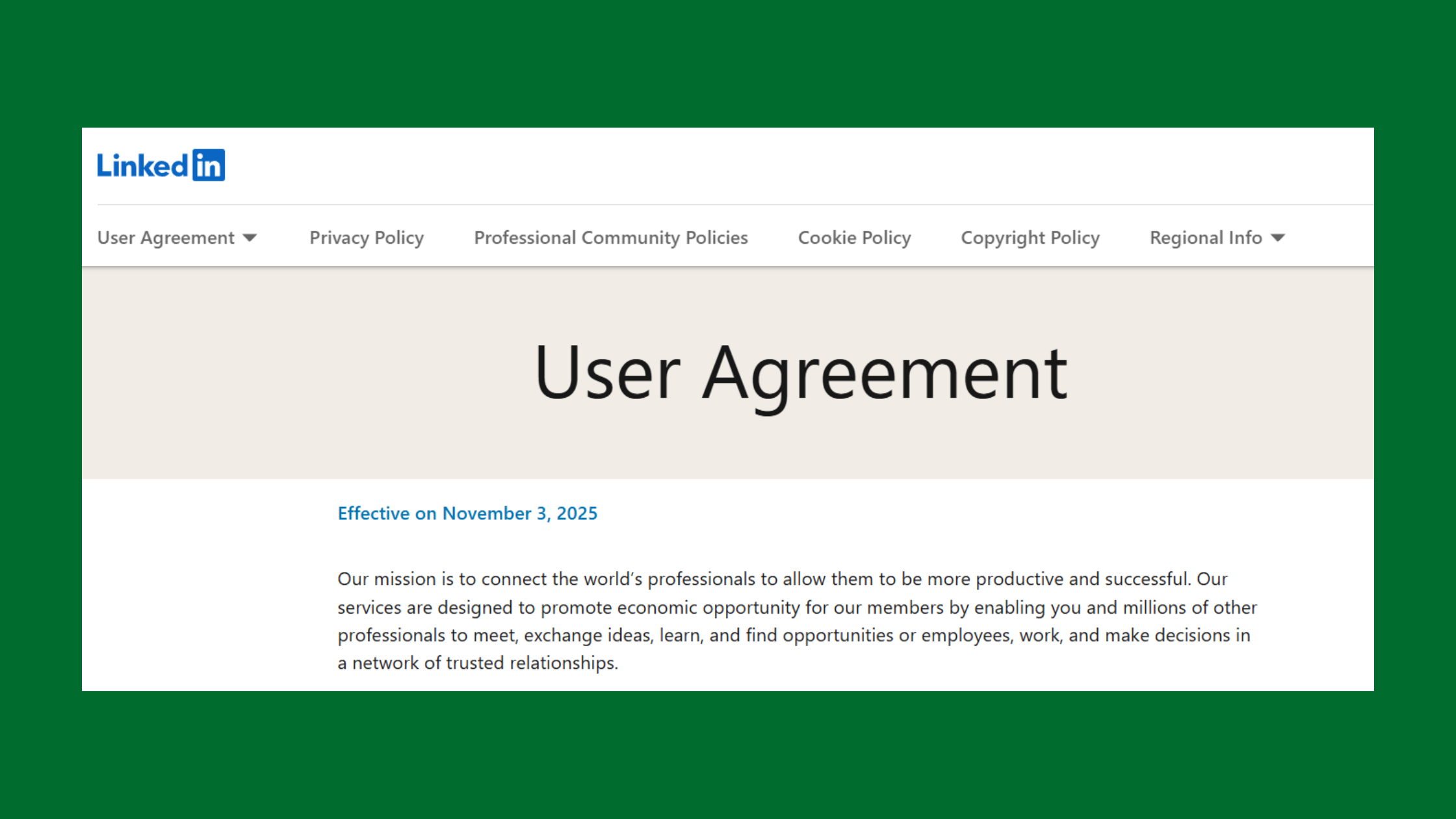 LinkedIn's User Agreement